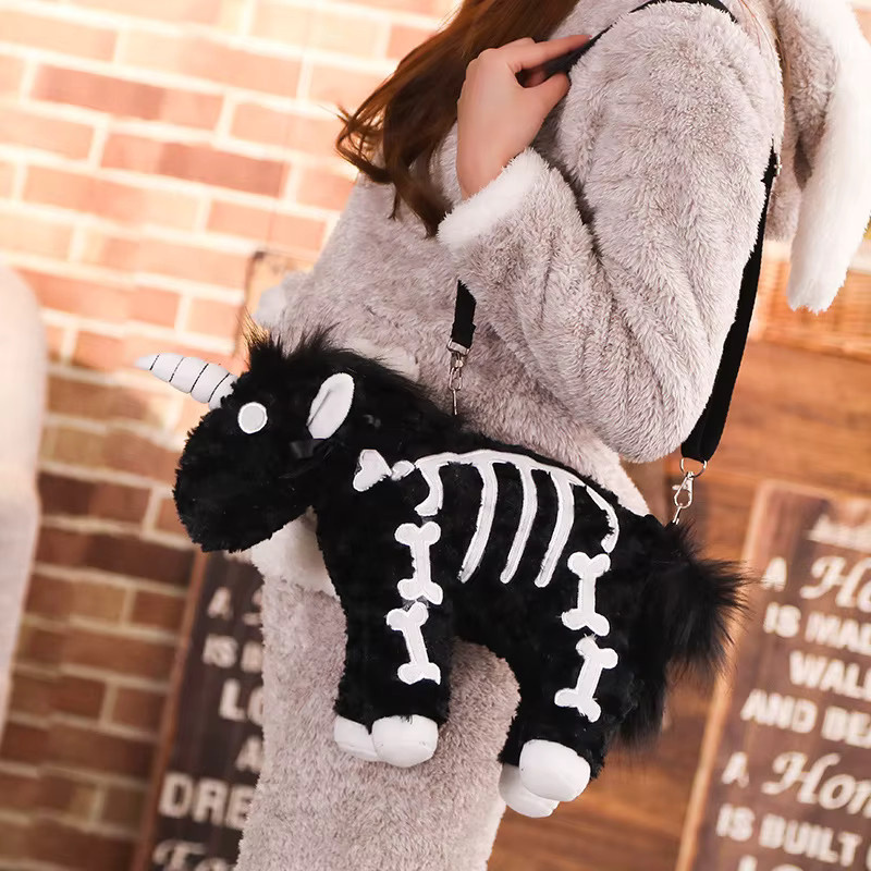 YUKAME Einhorn Rucksack, Gothic Rock, Rosa Pink Schwarz, Plüsch, 40cm - Bild 2