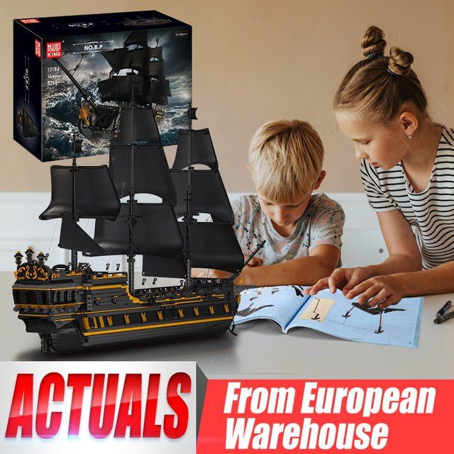 Mould King Das Große Schwarze Perlen-Modell Piratenschiff, Baustein-Set - Bild 1