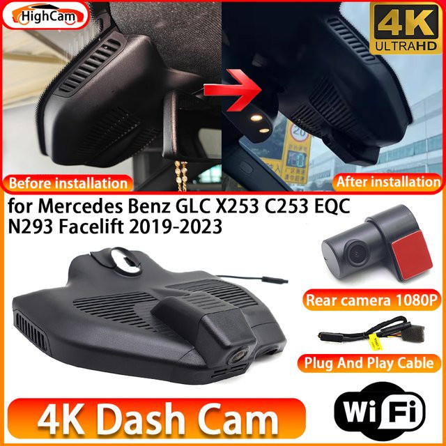 HighCam 4K Dashcam mit Vorder- und Rückkamera für Mercedes Benz GLC X253 C253 EQC N293 Facelift 2019-2023, WLAN Videorekorder in Schwarz - Bild 1
