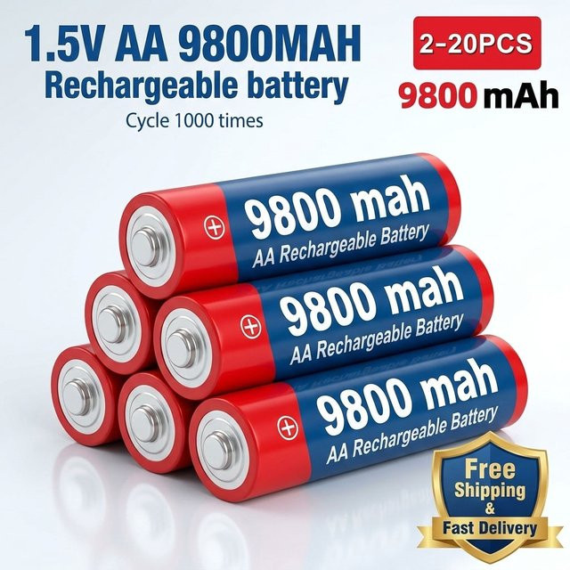 Koonenda AA Alkaline Akku 1,5V mit 9800mAh für Kamera, Mikrofon, LED-Licht und Spielzeug - Bild 1