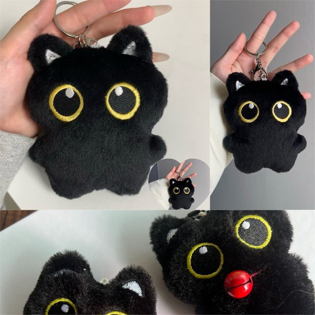 MOONBIFFY Schlüsselanhänger, Schwarze Katzenpuppe, Plüsch - Bild 1