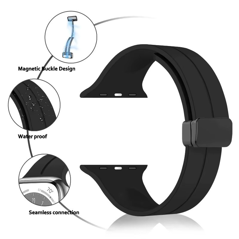 JBAILI Uhrenarmband Silikon, Schwarz, Unisex - Bild 4