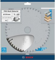 Bosch Multi Material Kreissägeblatt mit Hartmetallspitzen, Farbe: Silber, Durchmesser: 210 mm, Bohrung: 30 mm, Dicke: 2,4 mm, 54 Zähne - Bild 1