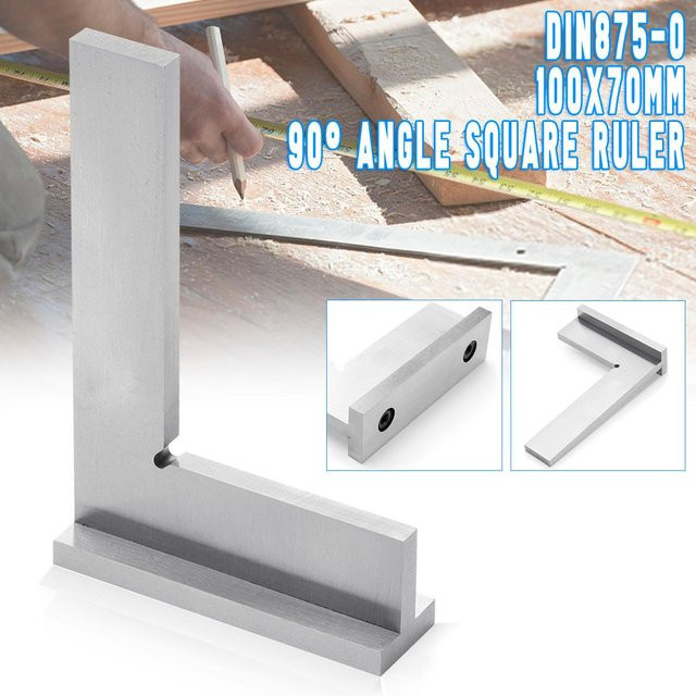 Drill pro Winkel Lineal aus Edelstahl nach DIN875-0, quadratische 90 Grad Ecke Lehre für Holzbearbeitung, Farbe: Silber, B/T: 100 x 70 mm - Bild 1