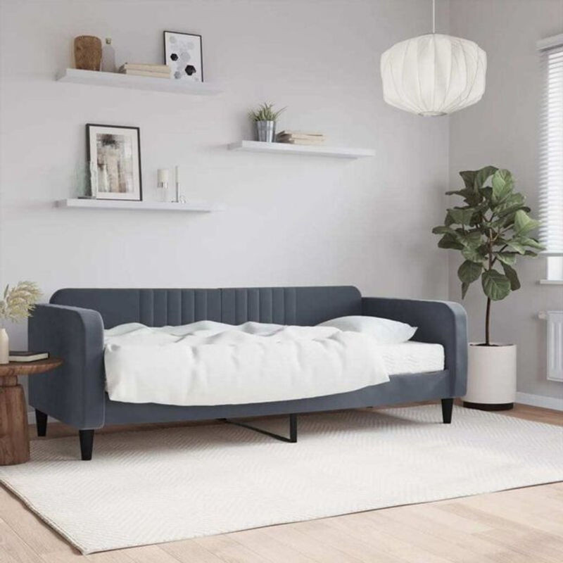 vidaxl Tagesbett mit Matratze aus Samt und Metall in Anthrazit, B/T: 90 x 200 cm - Bild 1