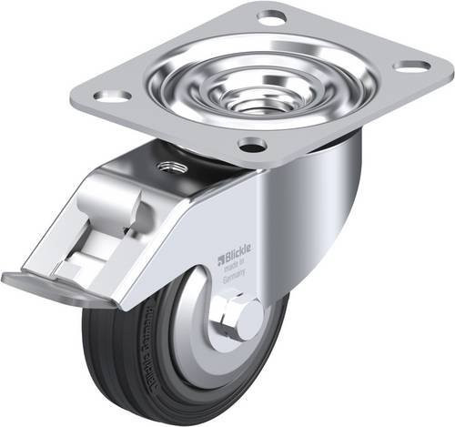 Blickle Lenkrolle LE-VPP 80R-FI-FA mit Feststeller, Rad-Durchmesser: 80 mm, Tragfähigkeit: 50 kg, Farbe: Schwarz/Silber - Bild 1