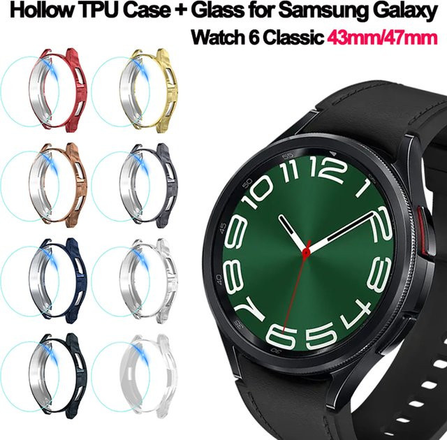 Samsung Uhrenzubehör, TPU-Gehäuse Glas für Galaxy Watch 6 Classic 43/47mm, transparent, Unisex - Bild 1