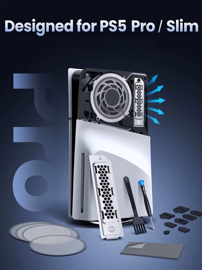 TECTINTER Aluminium-Wärmeableitungsabdeckung für PS5 Pro und PS5 Slim M.2 NVMe SSD Erweiterungssteckplatz in Silber - Bild 6