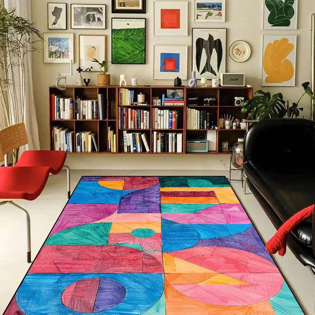 Nordischer geometrischer Flanellteppich von Wucifang Jewelry, mehrfarbig, B/T: 60 x 90 cm - Bild 1