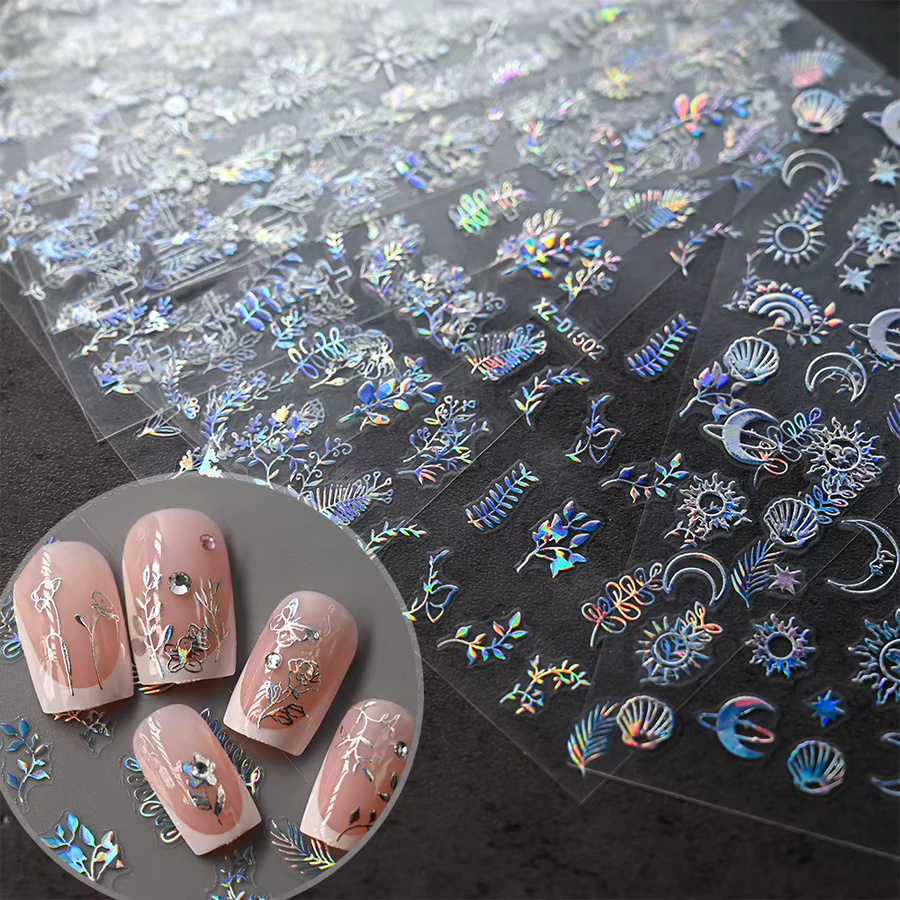 HotPress Nail Art Aufkleber, Silber, Metallic, 12 Stück - Bild 1