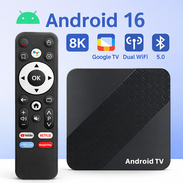 BLKJ Android 16.0 TV-Box Media Streamer mit Rockchip RK3518, 8K HDR10, Dual-WLAN 2,4G/5,8G und Bluetooth 5.4 in Schwarz - Bild 1