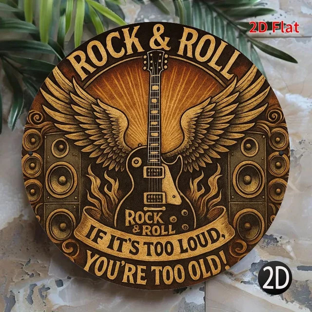 Potdemiel Wandkunst Rock & Roll Gitarrenflügel Wanddeko Vintage Schwarz mit Zitat If It's Too Loud You're Too Old - Bild 1