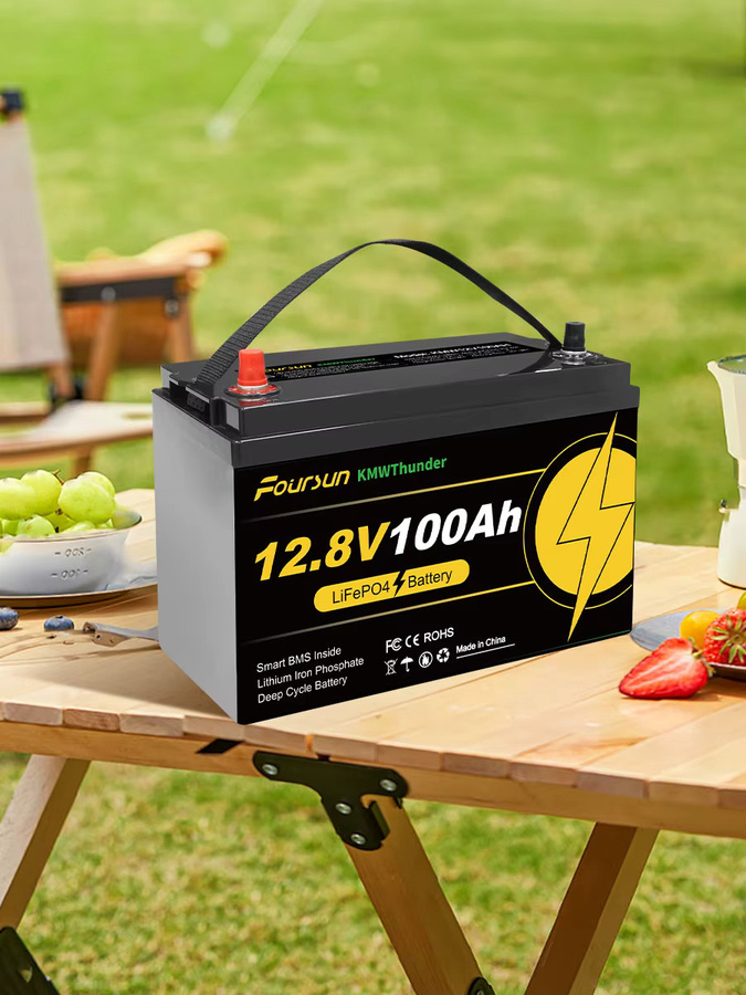 Foursun 12V LiFePO4 Batterie mit integriertem BMS für Wohnmobile, Solarsysteme und Camping in Schwarz - Bild 7