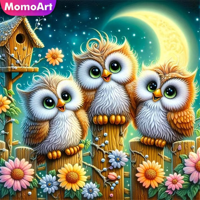 Momoart Diamant-Stickerei DIY Set mit Vogel und Gänseblümchen Motiv, buntes Strass-Mosaik-Bild für den Tisch, B/B/H: 20 x 20 x 20 cm - Bild 1