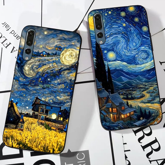 Handyhülle im Van Gogh Sternennacht Design für Huawei P, Mate, Honor und P Smart Modelle, Multicolor - Bild 1