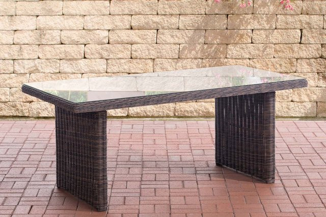 TPFGarden Tisch Fonda aus Polyrattan in Braun mit Glasplatte und Aluminiumgestell, B/T/H: 180 x 90 x 75 cm - Bild 1