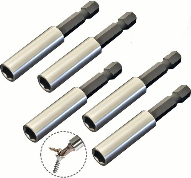 WEELEE Magnetisches Bit-Holder Set mit Sechskantgriff-Adapter und 1/4 Zoll Verlängerung in Silber - Bild 1