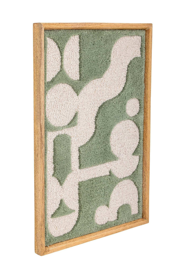 Bloomingville Wanddekoration Longton aus Wolle und Holz in Grün mit organischem Muster im skandinavischen Design, Breite: 65,0 cm, Höhe: 45,0 cm, Tiefe: 1,0 cm - Bild 1