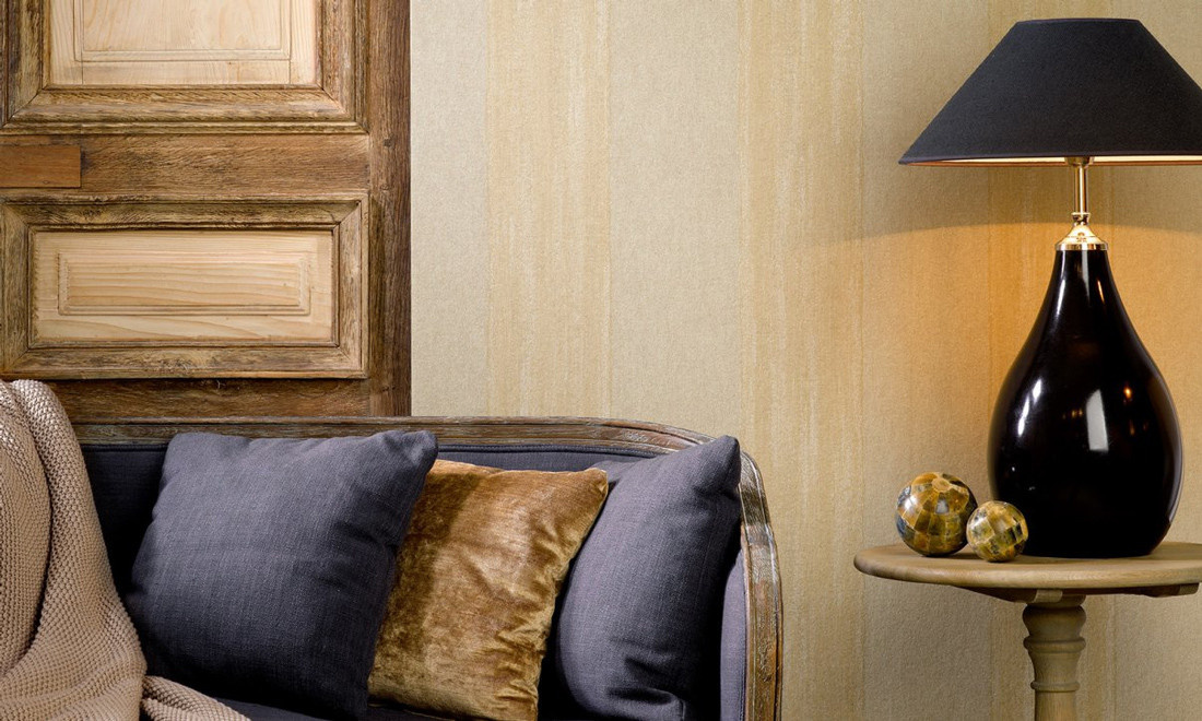 Arte Flamant Wallpaper Portel Desert in Beige und Gelb mit abstraktem Streifenmuster aus Vlies - Bild 1