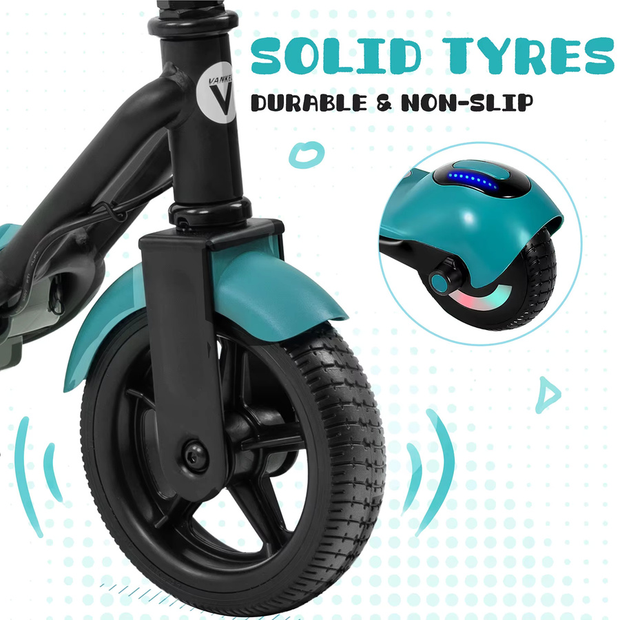 Sinaopus Kinder-Elektroroller mit 110W Motor, 6,5-Zoll E-Scooter für Kinder ab 6 Jahren in Türkis/Mehrfarbig mit 14 km/h Höchstgeschwindigkeit - Bild 3