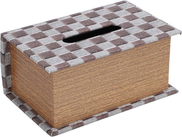 CosyHome Taschentuchboxhalter im Buchstil aus PU-Leder mit Holzstruktur in Grau - Bild 1