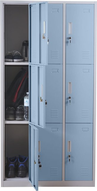 MCW Schließfach Preston T829 Schließfachschrank aus Metall mit 9 Fächern in Blau, H x B x T: 180 x 90 x 50 cm - Bild 1