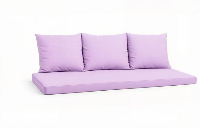 Setgarden Mix Bench Kissen Set für 3-Sitzer Bänke, Farbe Purple, B/T: 140 x 50 cm und 2x B/T/H: 50 x 56 x 7 cm - Bild 1