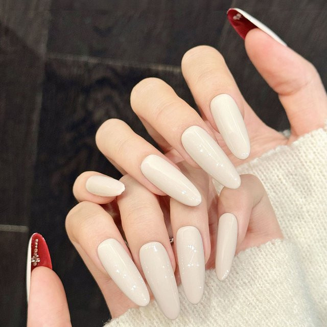 YADORNOS Press on Nails, Red Nude Velvet, 10 Stück, Glänzend - Bild 1