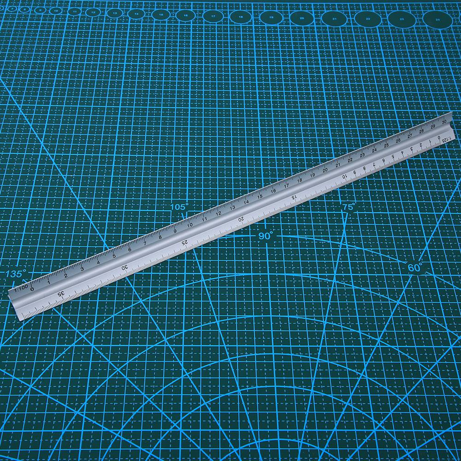 Shoemst Dreiecksmaßstab aus Aluminiumlegierung in Silber, multifunktionales technisches Lineal mit 30 cm Länge und 1:20 Maßstab - Bild 2