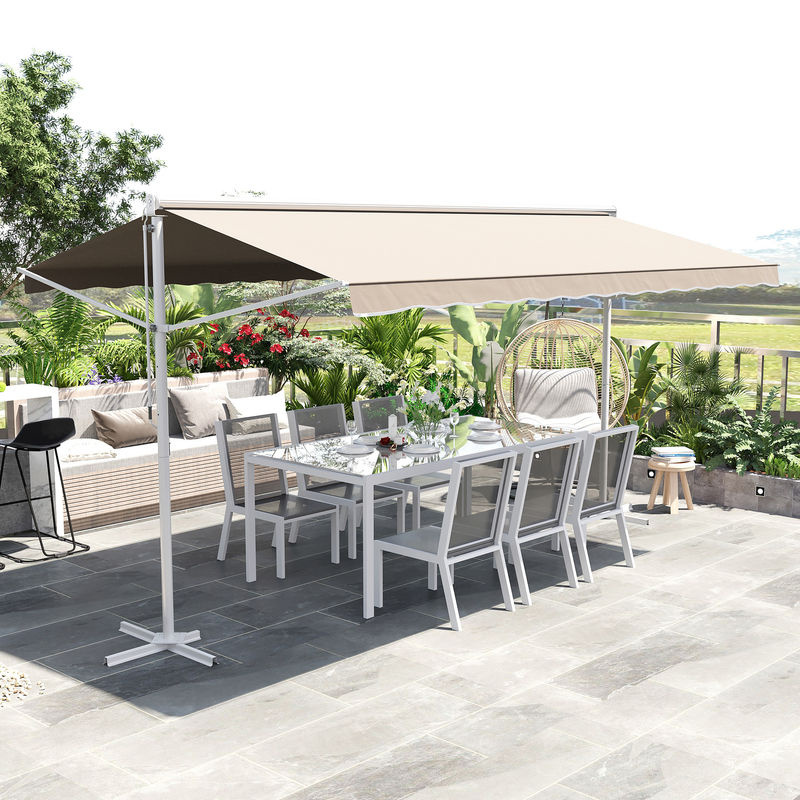 Outsunny Markise cremeweiß mit Stahlgestell B/H/L: 340 x 255 x 450 cm - Bild 2