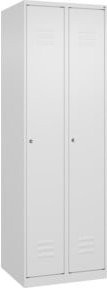 C+P Spind Classic PLUS Garderobenschrank mit 2 Abteilen, Farbe Weiß, Höhe: 185 cm, Breite: 60 cm, Tiefe: 50 cm, mit Zylinderschloss und 4 Garderobenhaken - Bild 1