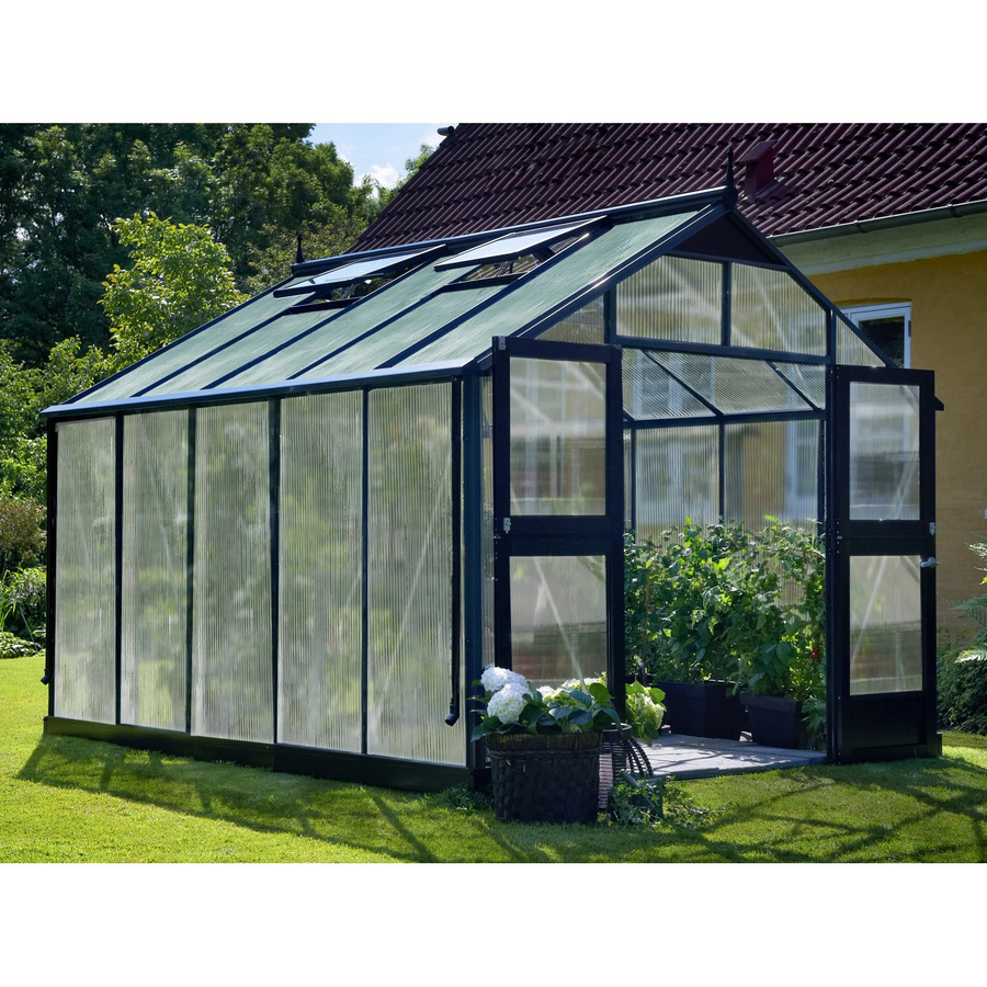 Juliana Gewächshaus Premium 10 Anthrazit mit Aluminiumrahmen und Polycarbonat-Platten für die Pflanzenzucht im Garten - Bild 2