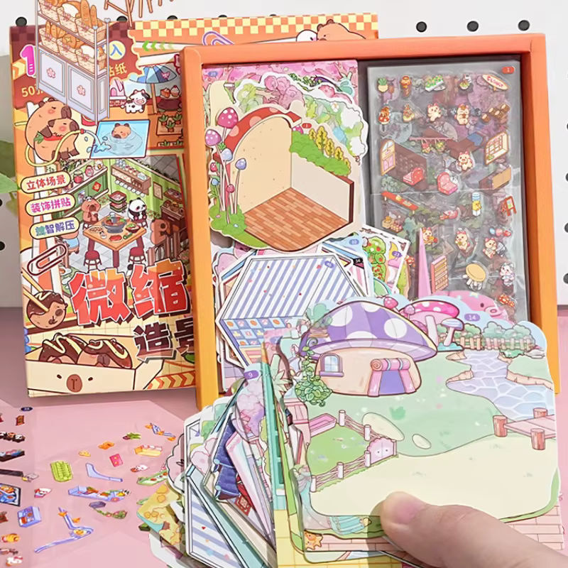 CHENJ 3D-Hausszenenaufkleber für Miniaturlandschaften, 50 verschiedene Stile, mehrfarbig, Papier - Bild 4
