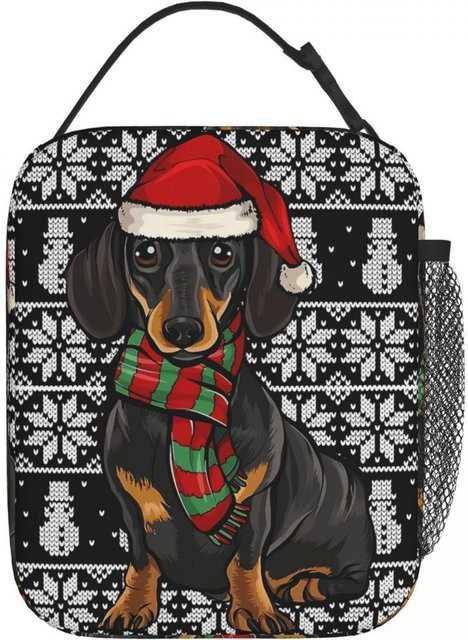 Fancy Style Studio Thermische Brotdose mit Dackel-Grafikdesign für Weihnachten, Mehrfarbig - Bild 1