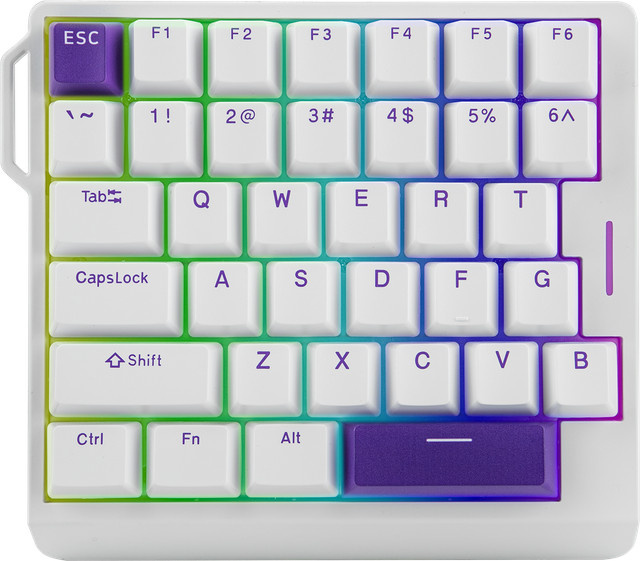 EPOMAKER HE30 30% Einhändige Hall-Effekt Gaming-Tastatur mit RGB-Hintergrundbeleuchtung und 8K Polling-Rate, Weiß-Lila - Bild 1