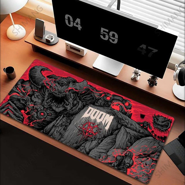 SHIMANG Gaming Mousepad D-Dooms E-Eternals XXL in Schwarz und Multicolour, B/T: 80 x 30 cm, Anti-Rutsch-Mauspad mit Gummibasis für E-Sport und PC - Bild 1