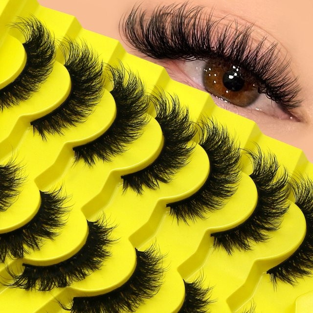 Lasvirey Künstliche Wimpern, 5/7 Paar, Katzenaugen-Look, 5D-Volumen, Unisex - Bild 1