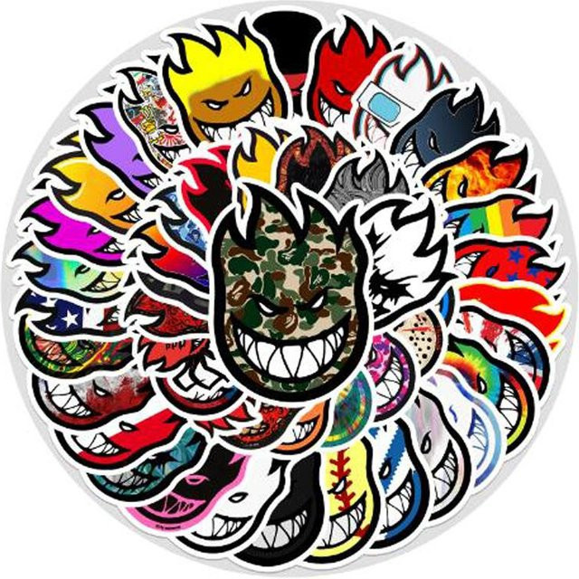 50 Stück Spitfire Aufkleber Set in Multicolour für Skateboard, Surf, Skate und Scooter - Bild 1