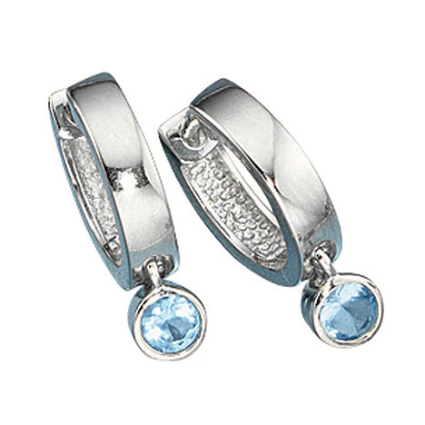 Colfem Creolen 925 Silber, 2 Zirkonia blau, Unisex - Bild 1