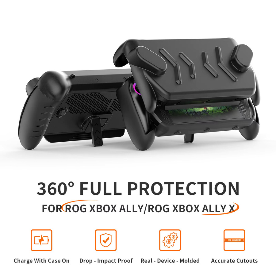 Ipega Vollschutz-TPU-Hülle mit Desktop-Ständer für ROG Ally und Xbox Handheld, Schwarz - Bild 2