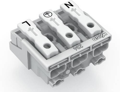 WAGO Netzanschlussklemme starr für 0,5-1,5mm² Polzahl 3 Weiß 294-4043 - Bild 1