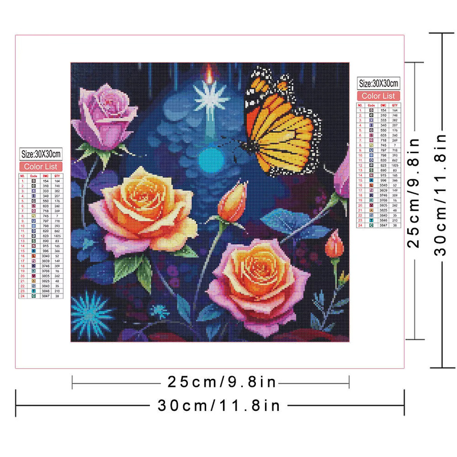AZQSD 5D Diamantgemälde zum Selbermachen mit Blumenmuster und Schmetterling, Strass-Kunst Set mit runden Diamanten in Multicolour, Breite: 30,0 cm, Höhe: 20,0 cm, Tiefe: 20,0 cm - Bild 2