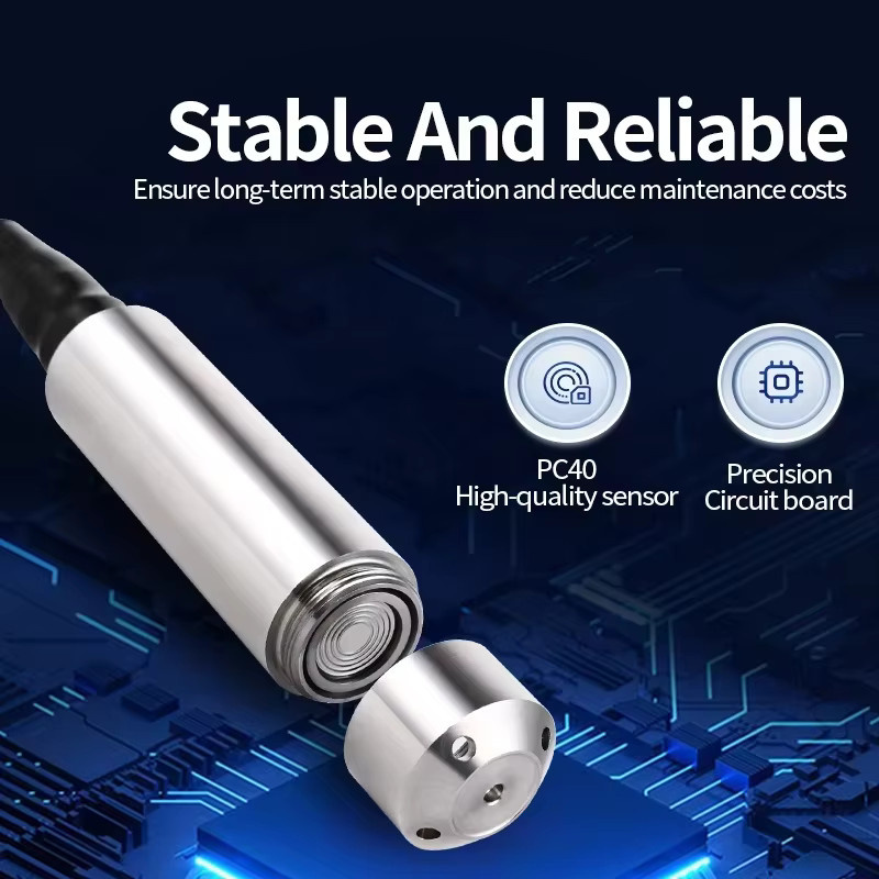 Vadias Flüssigkeitsstandsensor Transmitter IP68 in Silber mit 4-20mA und 0-10V Ausgang oder RS485 für Messbereiche bis 20m - Bild 3