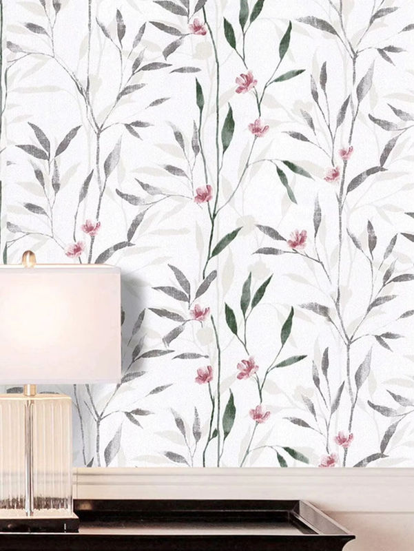 Selbstklebende Vinyl-Tapete von Wokhome mit Blumenblättern in Weiss und Multicolour, wasserfeste und abnehmbare Wandgestaltung zur Möbelrenovierung - Bild 4