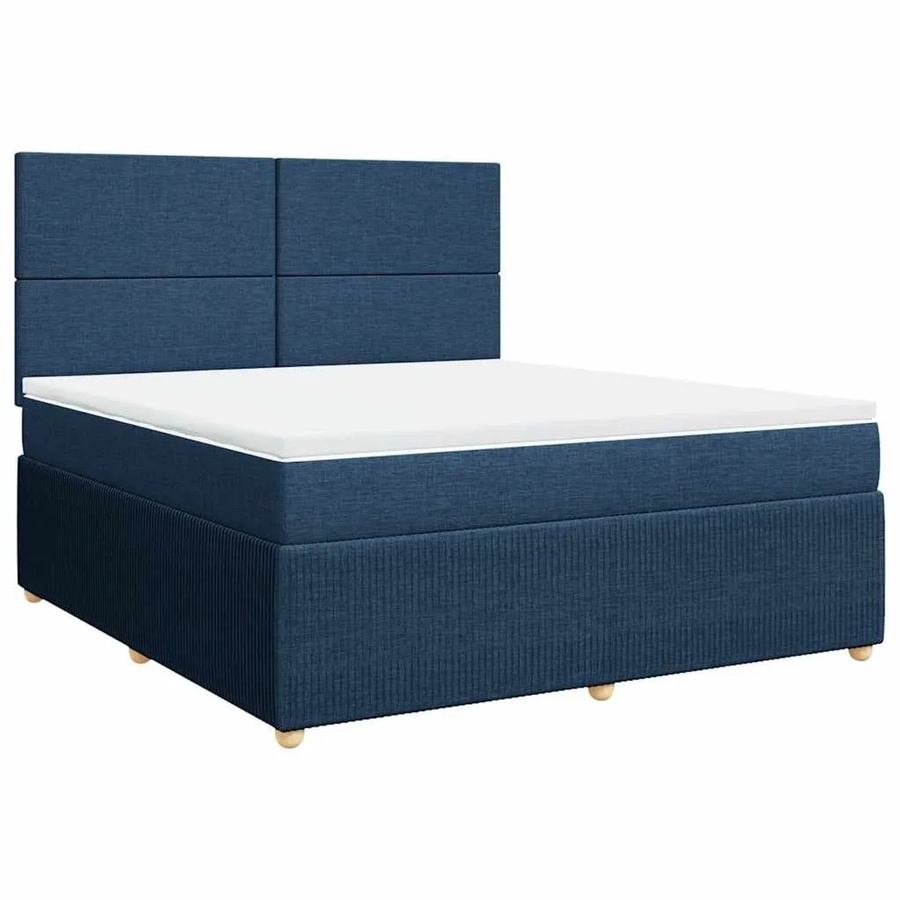 vidaXL Boxspringbett mit Matratze Blau, Hybrid-Bett mit Taschenfederkern, B/T: 180 x 200 cm - Bild 2