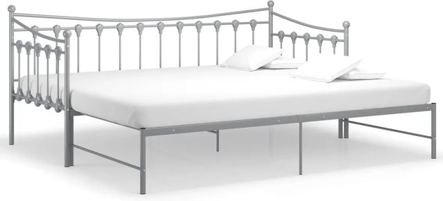 vidaXL Ausziehsofa Bettgestell aus Metall in Grau, B/T/H: 90 x 200 cm - Bild 1