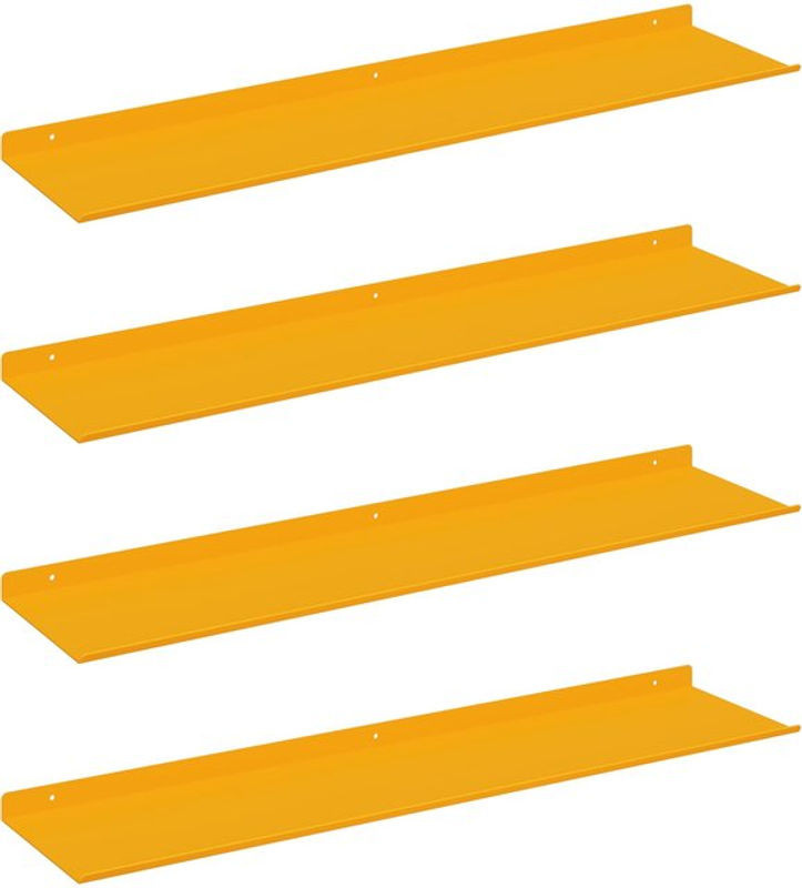 Set aus 4 schwebenden Wandregalen von vidaXL aus Stahl in Gelb, B: 80 cm, H: 18 cm, T: 2,5 cm - Bild 1