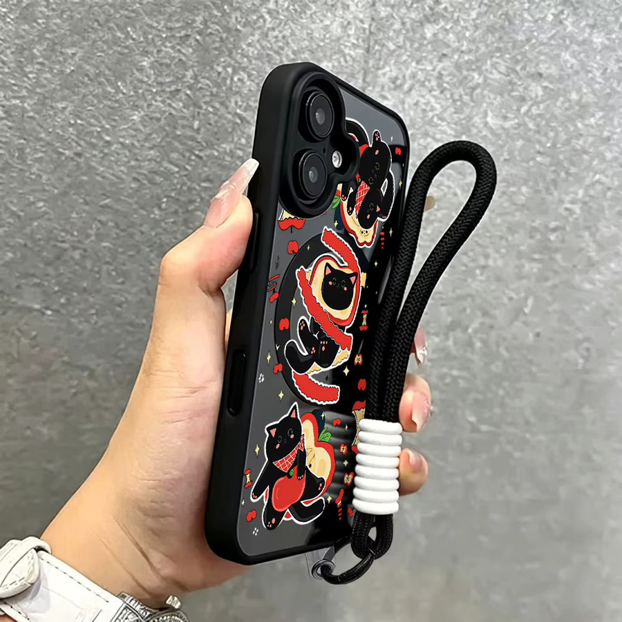 Transparente Handyhülle mit Apfel-Kätzchen Motiv für iPhone 17 16 15 14 13 12 11 Pro Max, stoßfeste Schutzhülle mit kabellosem Laden - Bild 6