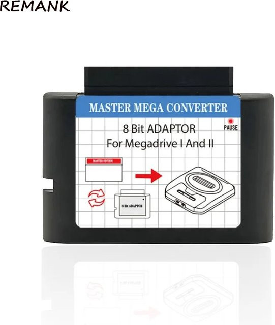 REMANK Master System Game Cartridge Converter Adapter für SEGA Mega Drive I und II in Schwarz - Bild 1