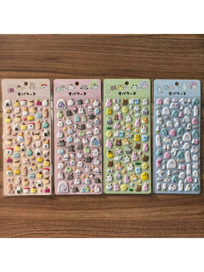Obakeinu süße Mini-Aufkleber mit Cartoon-Figuren, 4 Blatt, Multicolor - Bild 2